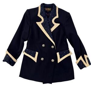 Milano High Fashion Vintage Blazer Pearl Navy Women's 40 Regencycore Royalcore